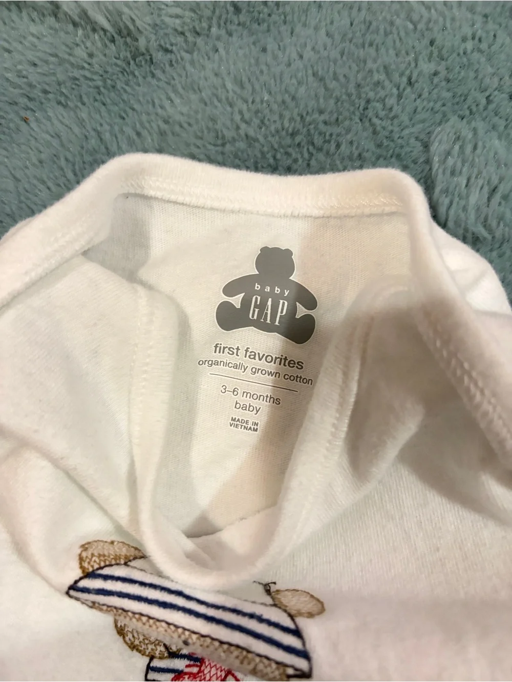 GAP Cream Baby Bodysuit with Bear Nautical Print